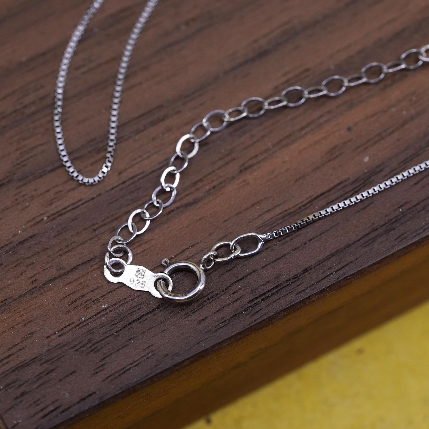 18+2", 1mm, vintage Sterling silver necklace, 925 box chain