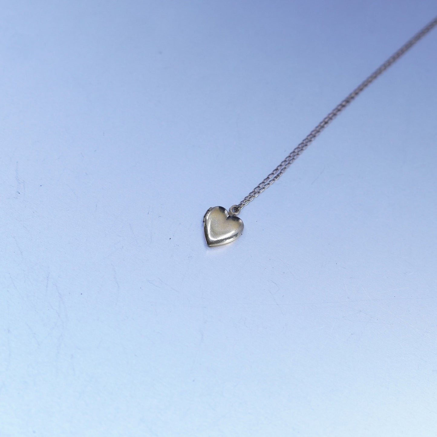 15”, 1/20 14K yellow gold Sterling 925 silver necklace heart photo locket