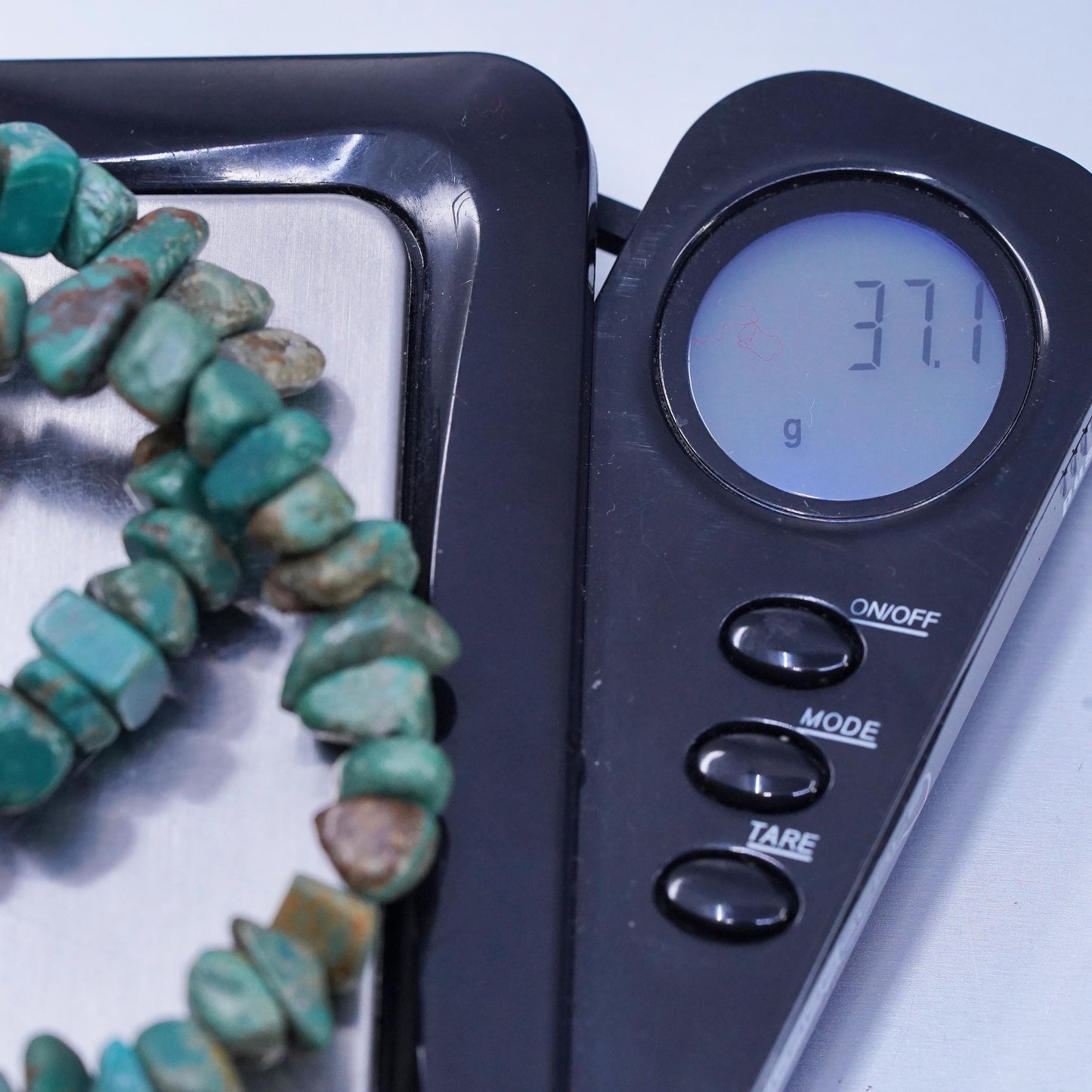 16+2", Native American Q.T. Sterling 925 silver necklace with turquoise beads