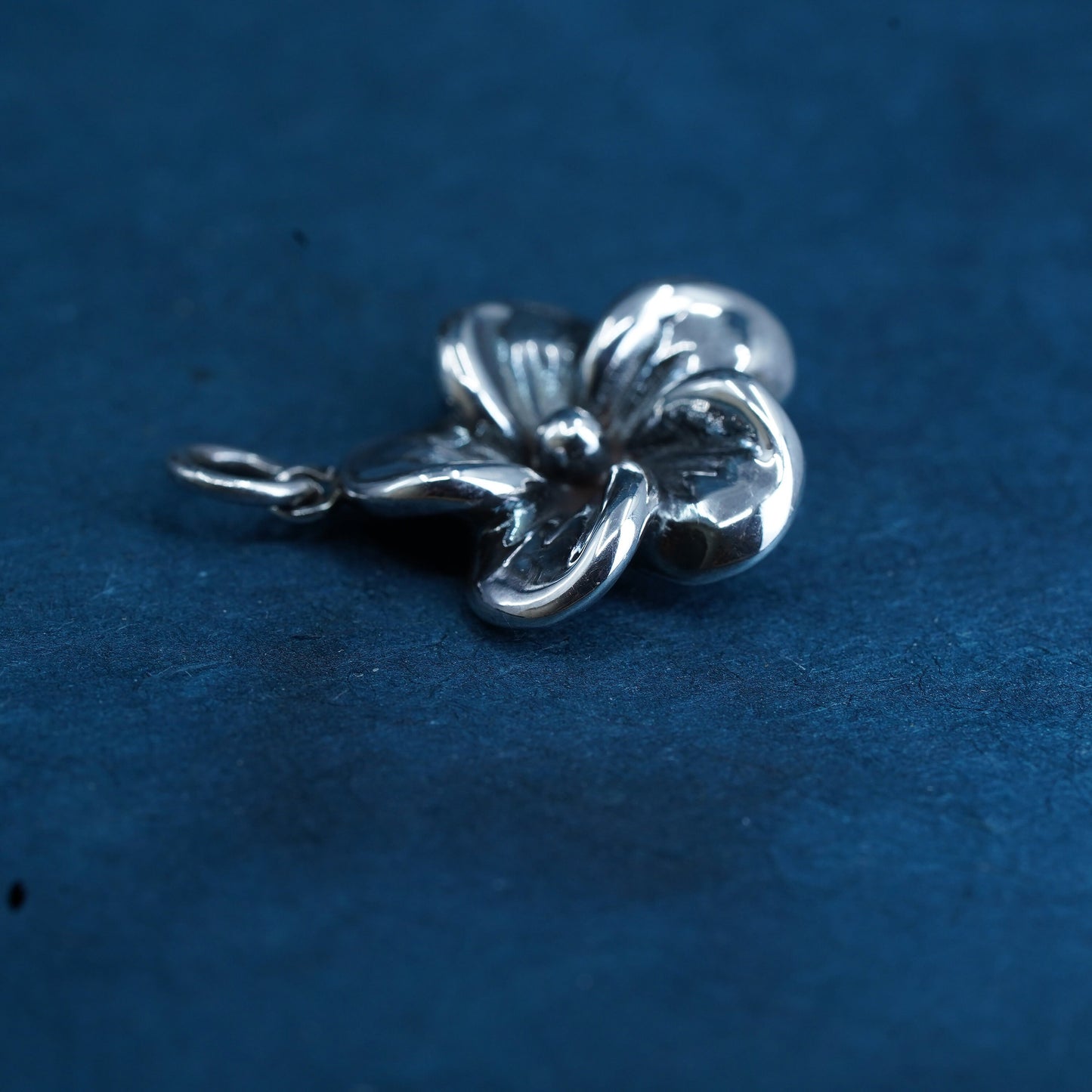 Vintage Sterling silver handmade pendant, puffy 925 plumeria flower