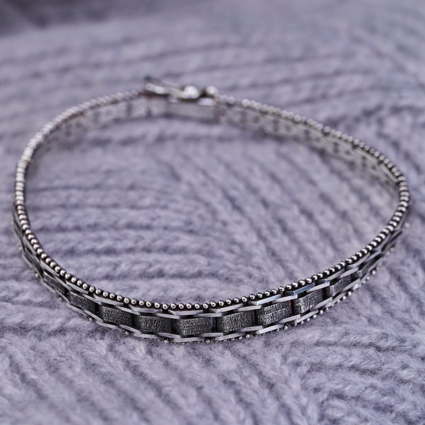 7.25", Vintage Italian sterling 925 silver chain, Italy Riccio bracelet