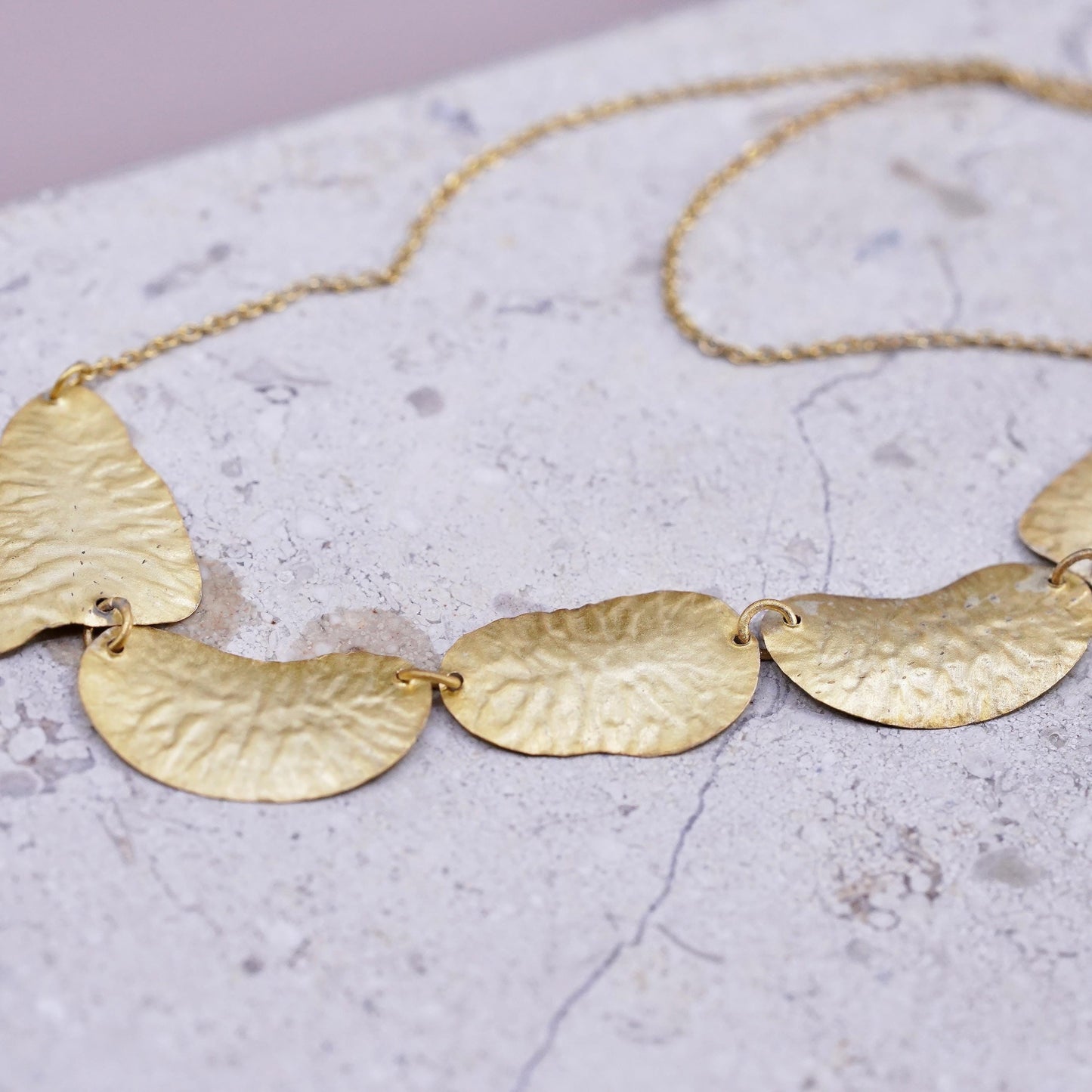 16" vermeil gold tone Sterling silver necklace, 925 circle chain discs pendant