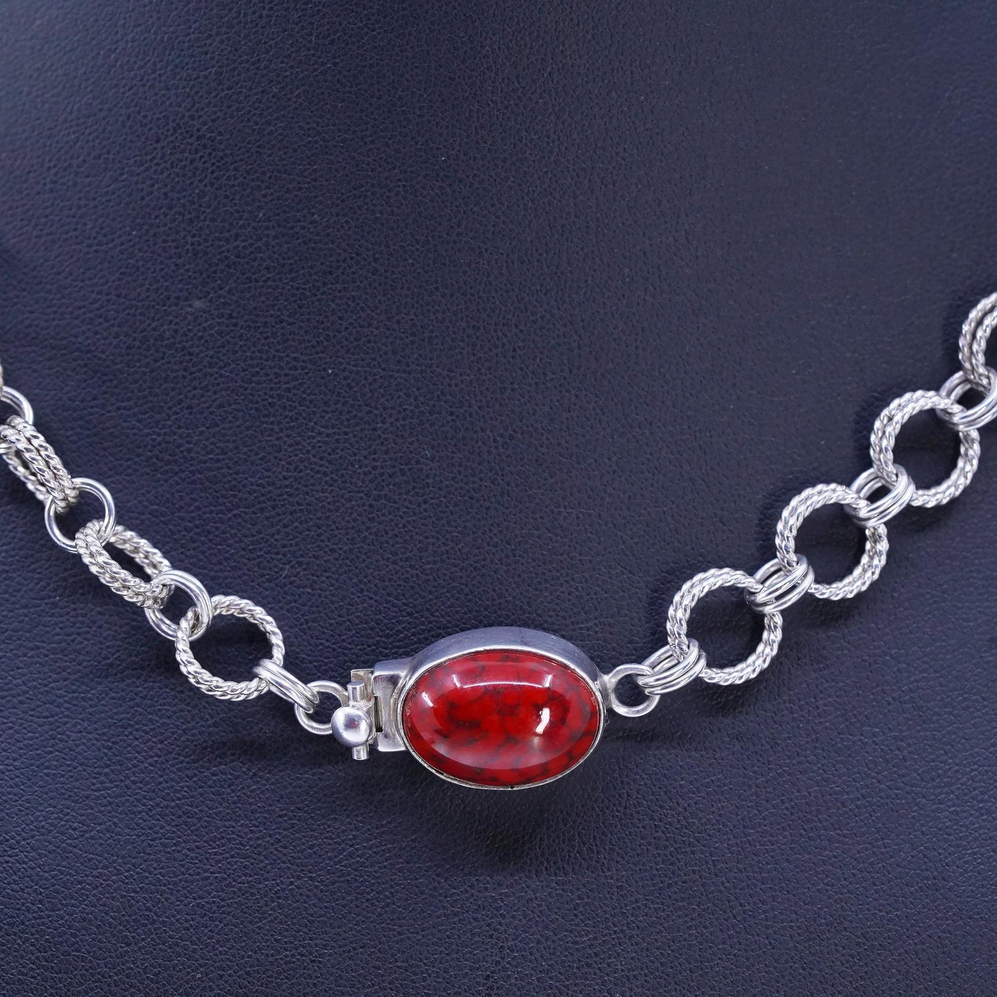 18" Sojourner Jewelry, Sterling 925 silver bold textured choker collar necklace