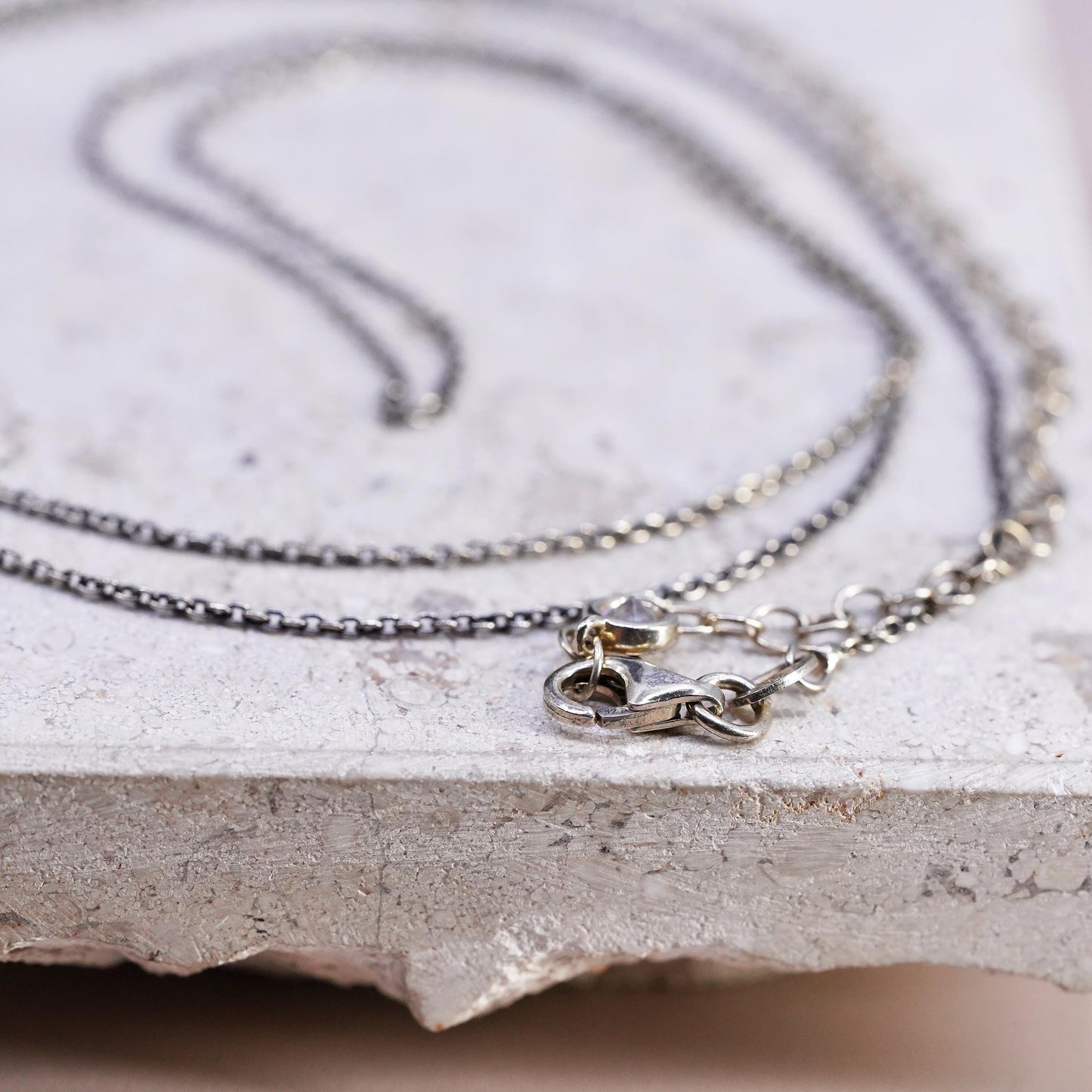 26+4", vintage Sterling silver extra long necklace, 925 circle link chain