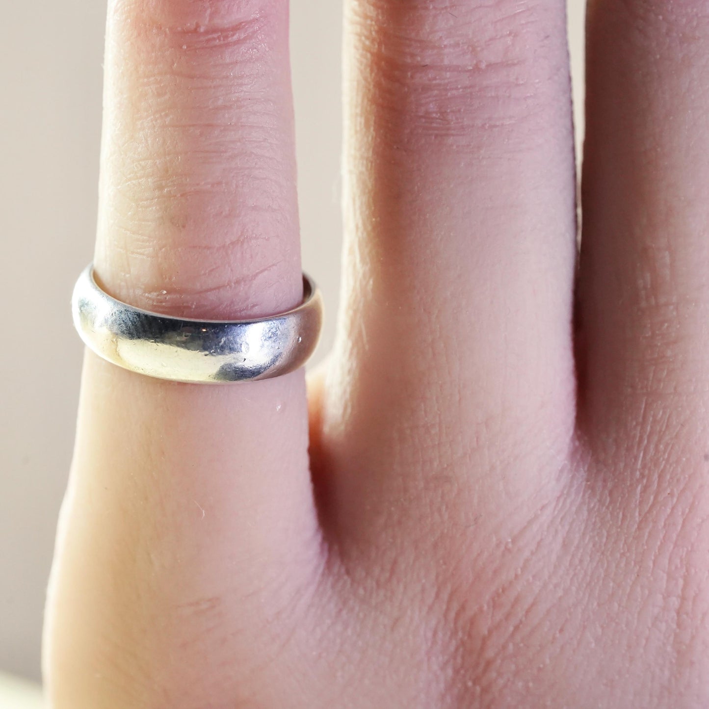 Size 5, Vintage sterling silver handmade ring, 925 silver band, wedding band