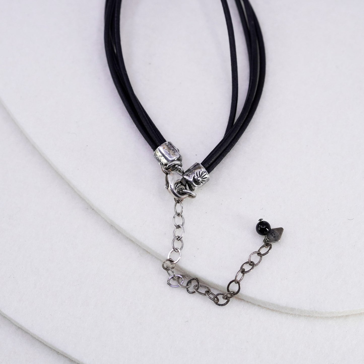 16+3”, Silpada 925 Sterling Silver Amber Pendant Leather Necklace N1285 amber