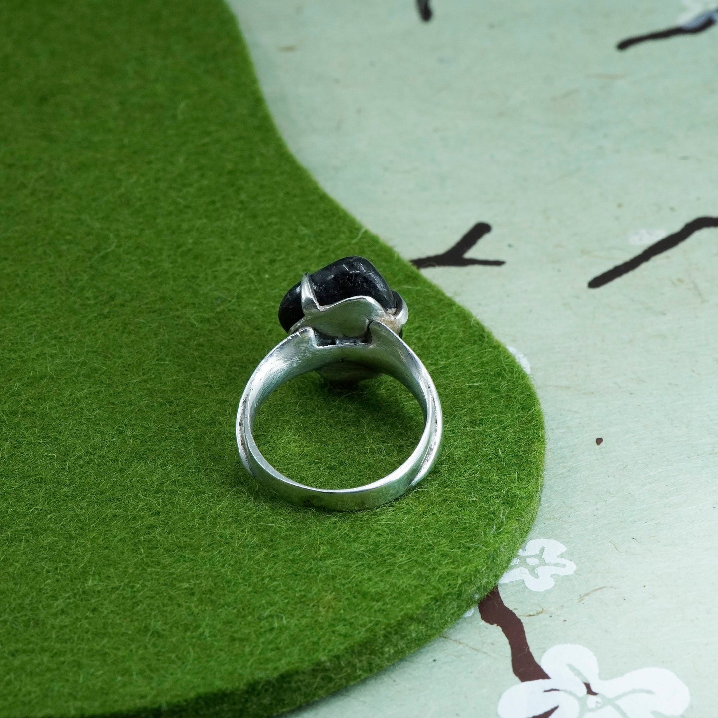 Size 6, vintage sterling silver engagement ring with cluster cz