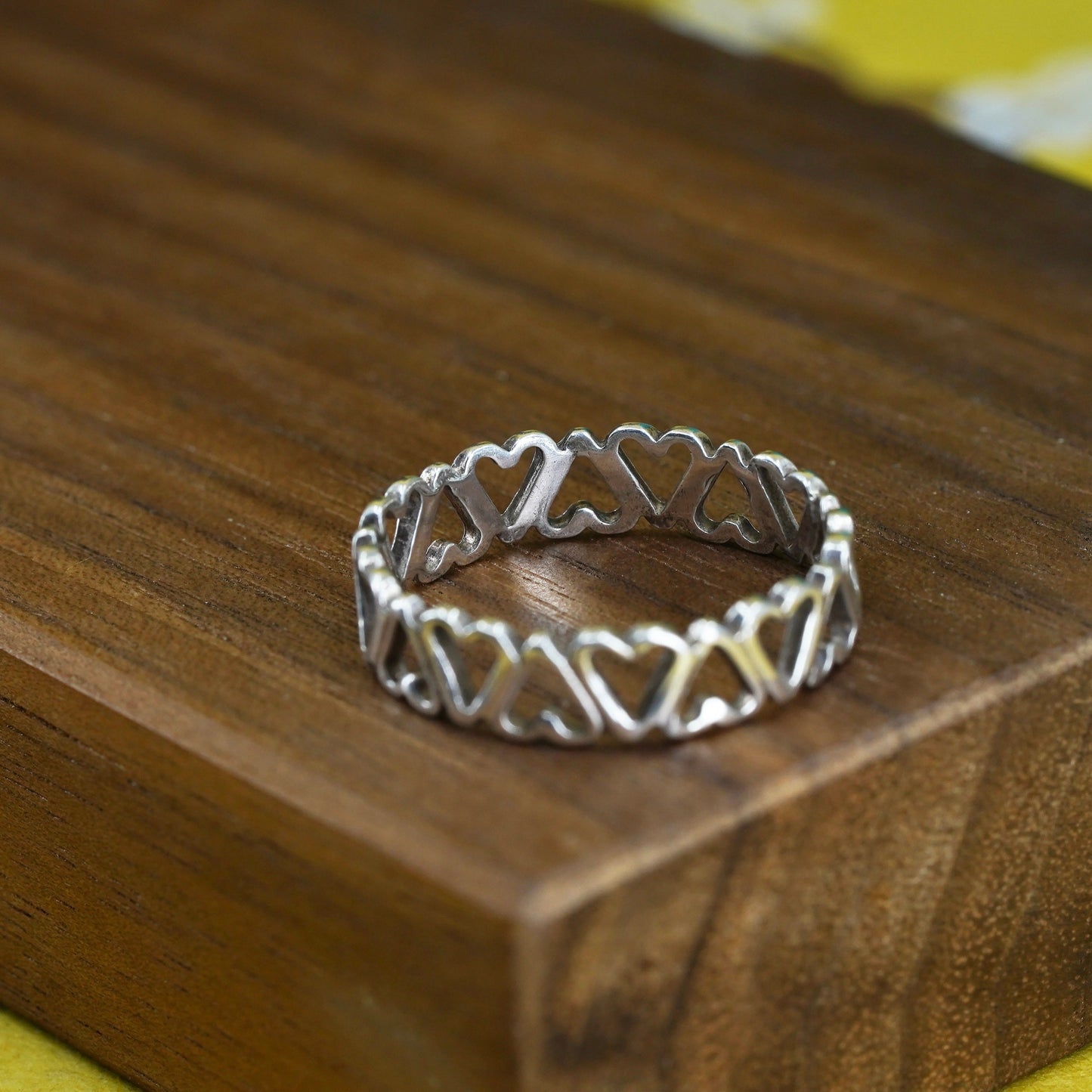 Size 10.25, vintage Sterling silver handmade ring, 925 heart band