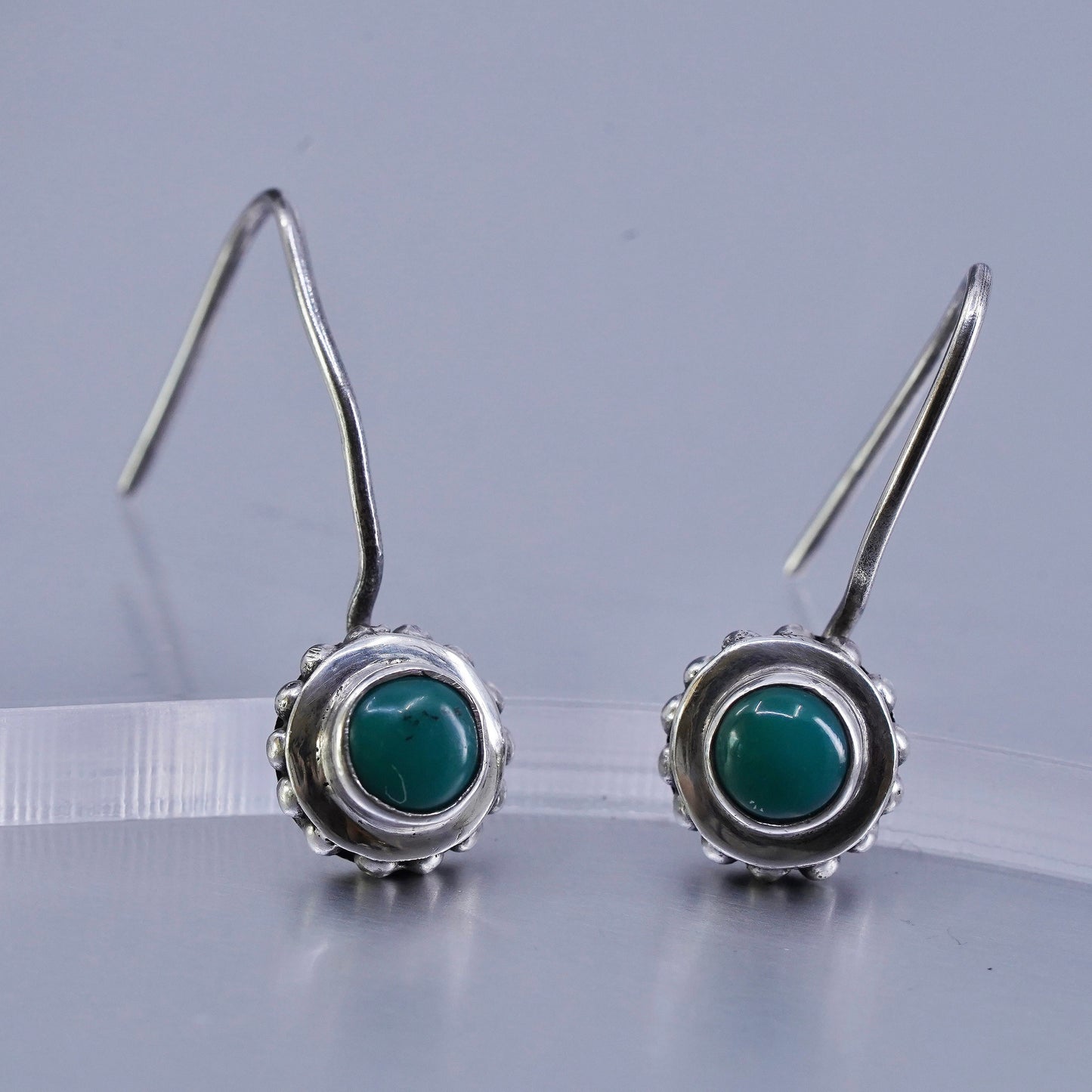Vintage Sterling 925 silver handmade earrings with turquoise