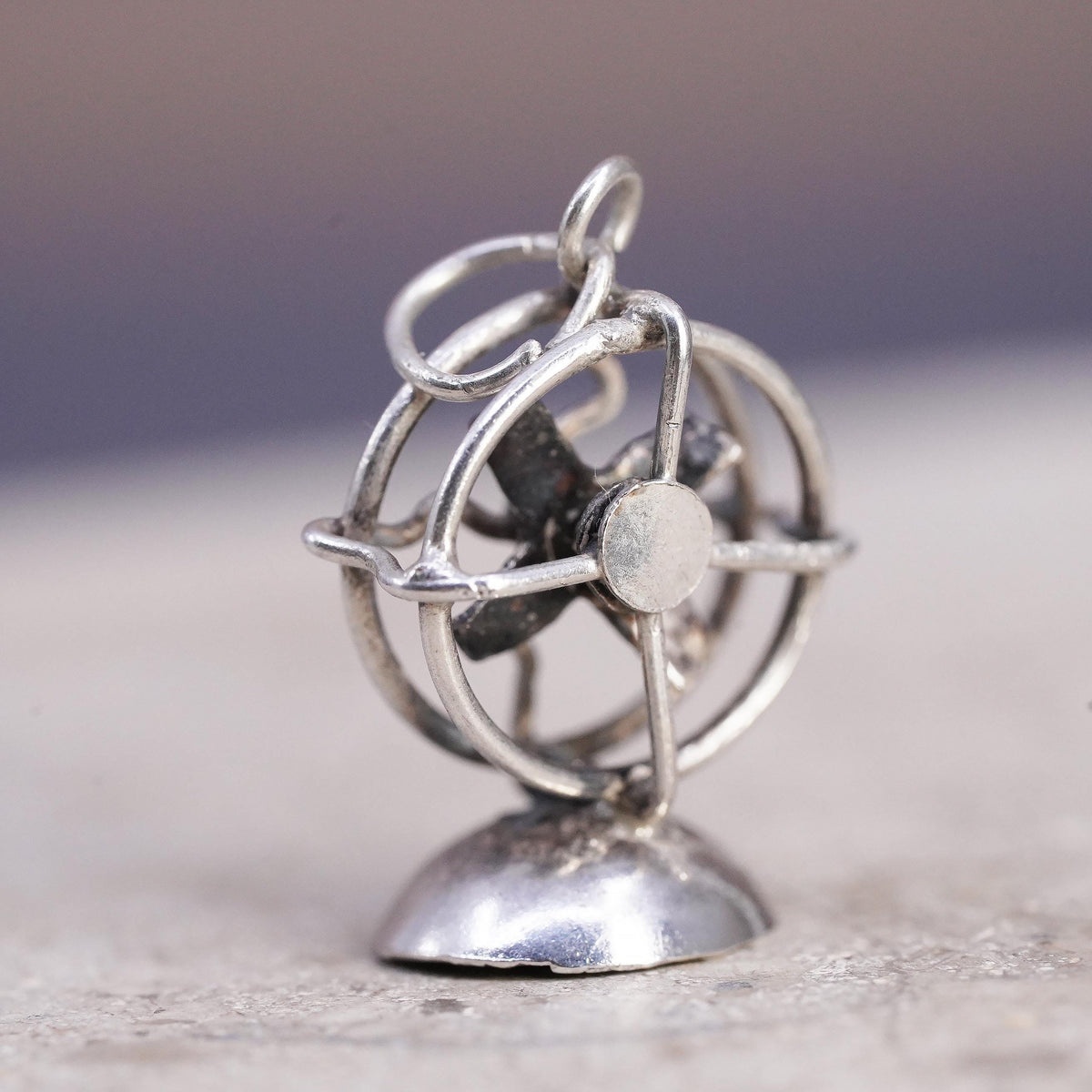Sterling 925 Silver Electric Fan Charm Pendant 3D Mechanical Desk Fan Propeller