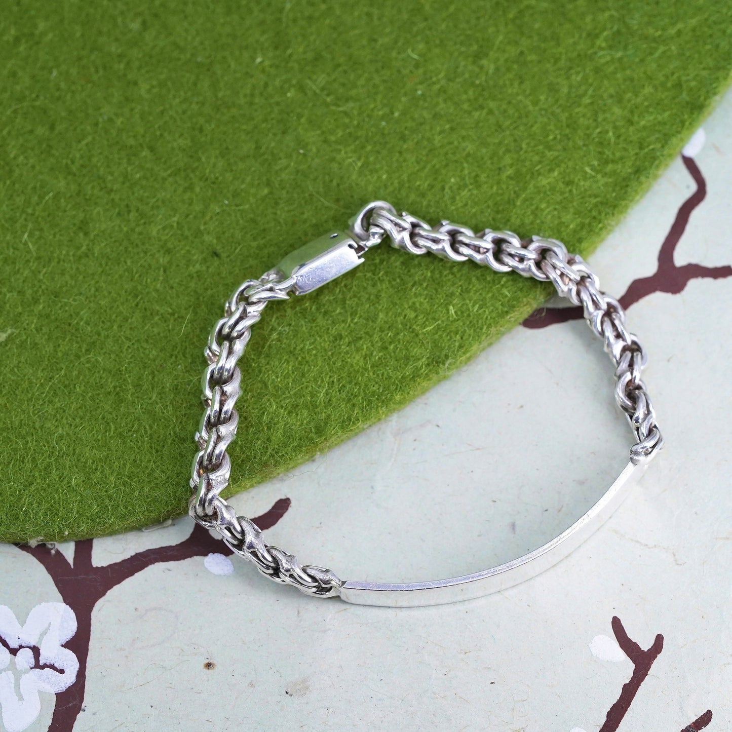 6” 6mm, Vintage Sterling silver handmade bracelet, 925 double curb chain