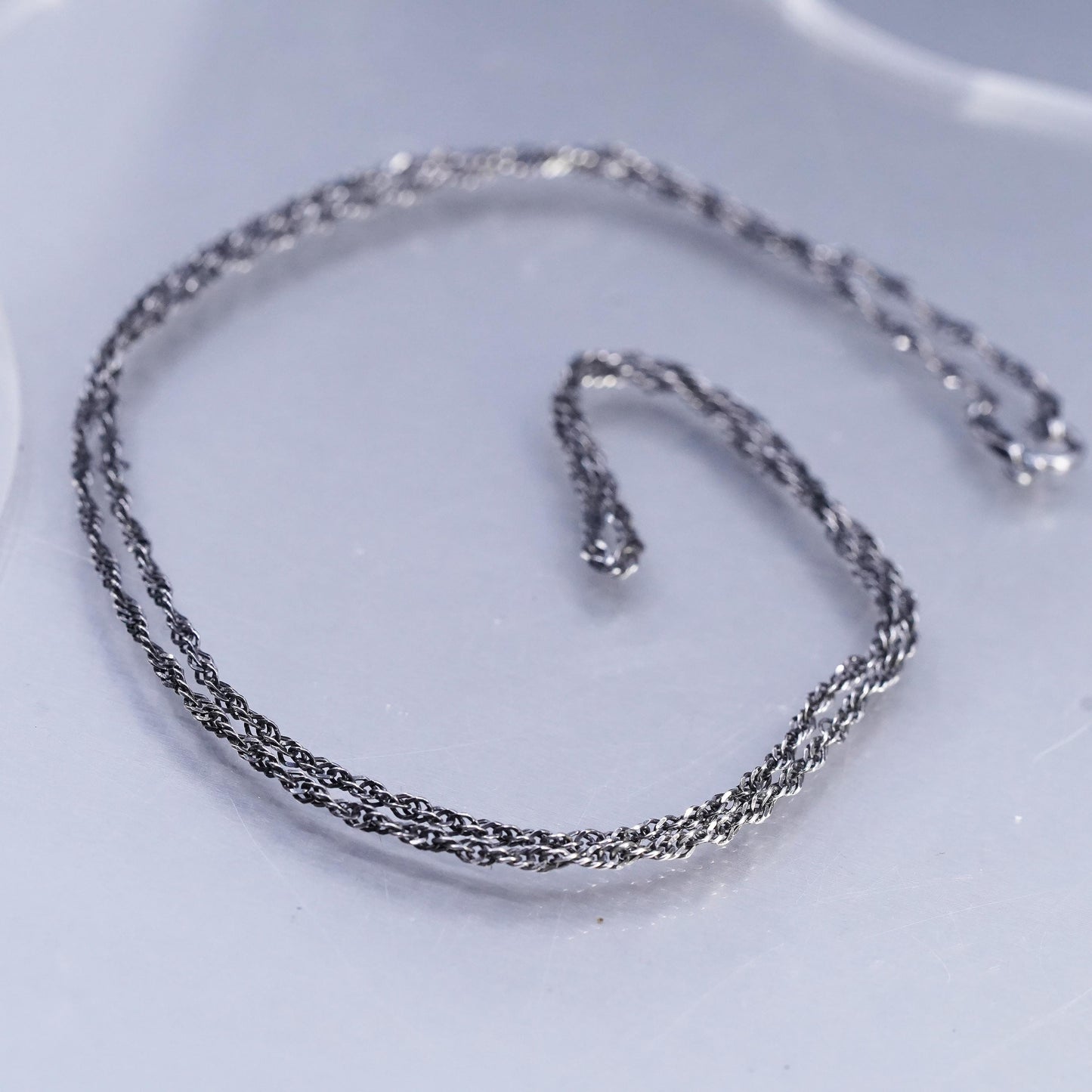 23", vintage Italian KA 1772 Sterling 925 silver twisted curb chain necklace