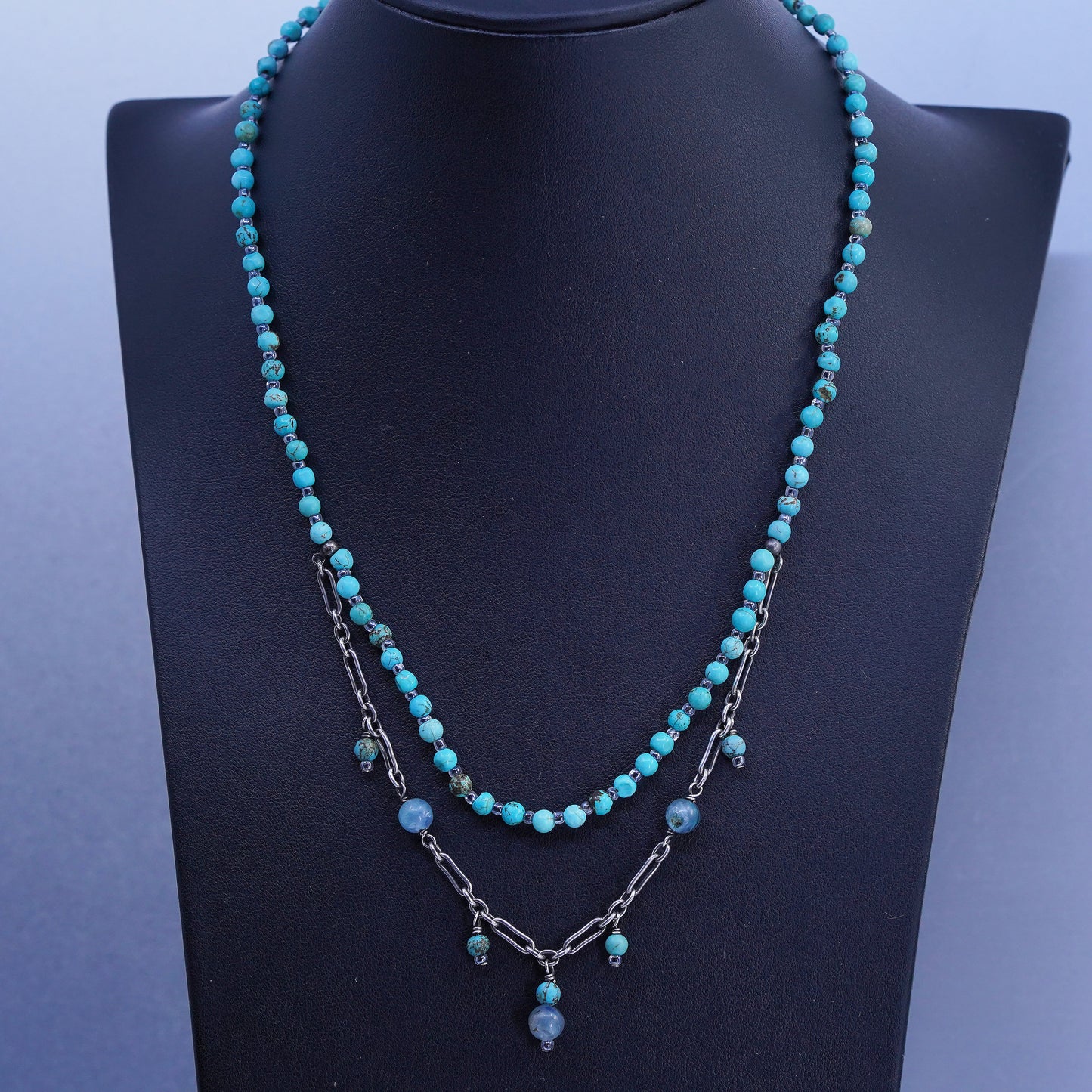 16+2”, Silpada southwestern sterling 925 silver necklace with turquoise beads