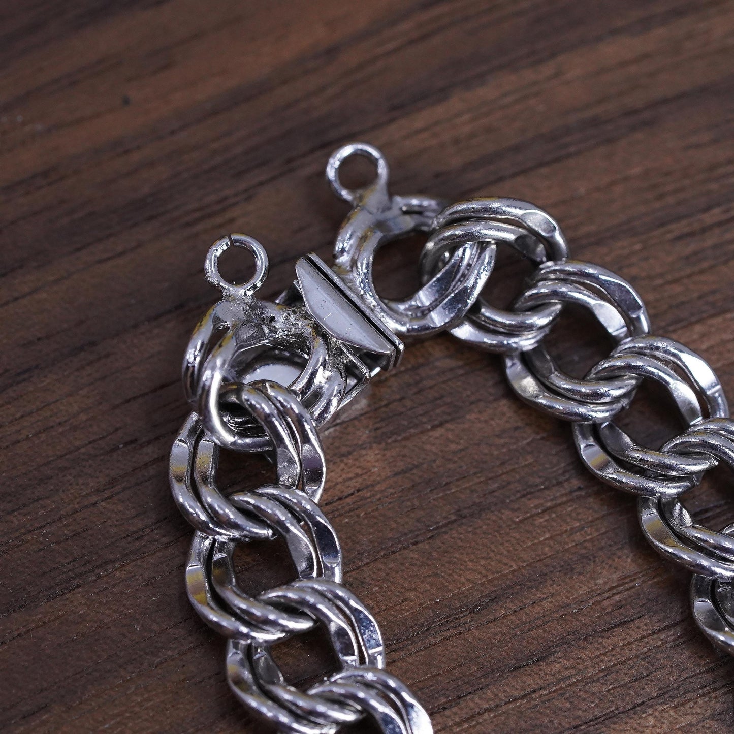 7.5", VTG JB Jacoby Bender Sterling silver double curb bracelet 925 charm chain