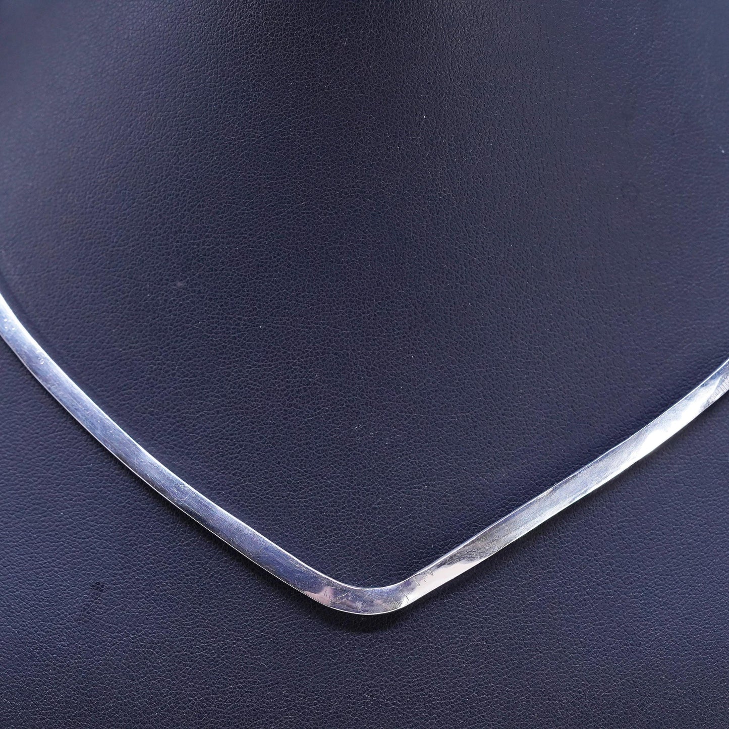 14", vintage Sterling silver necklace, woven braided 925 choker collar necklace