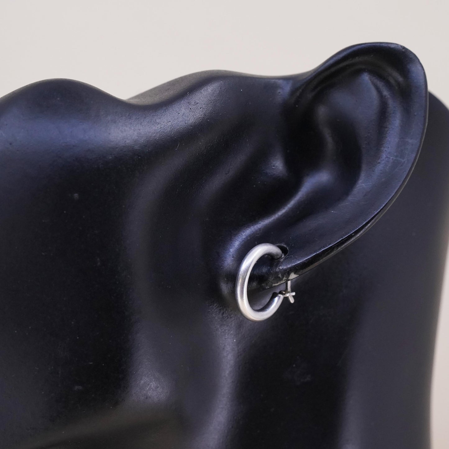 0.5", Vintage sterling silver loop single earring, minimalist primitive hoop