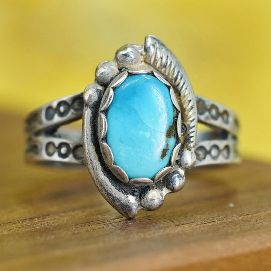 Size 4.25, Native American bell trading post Sterling silver ring, jewelry