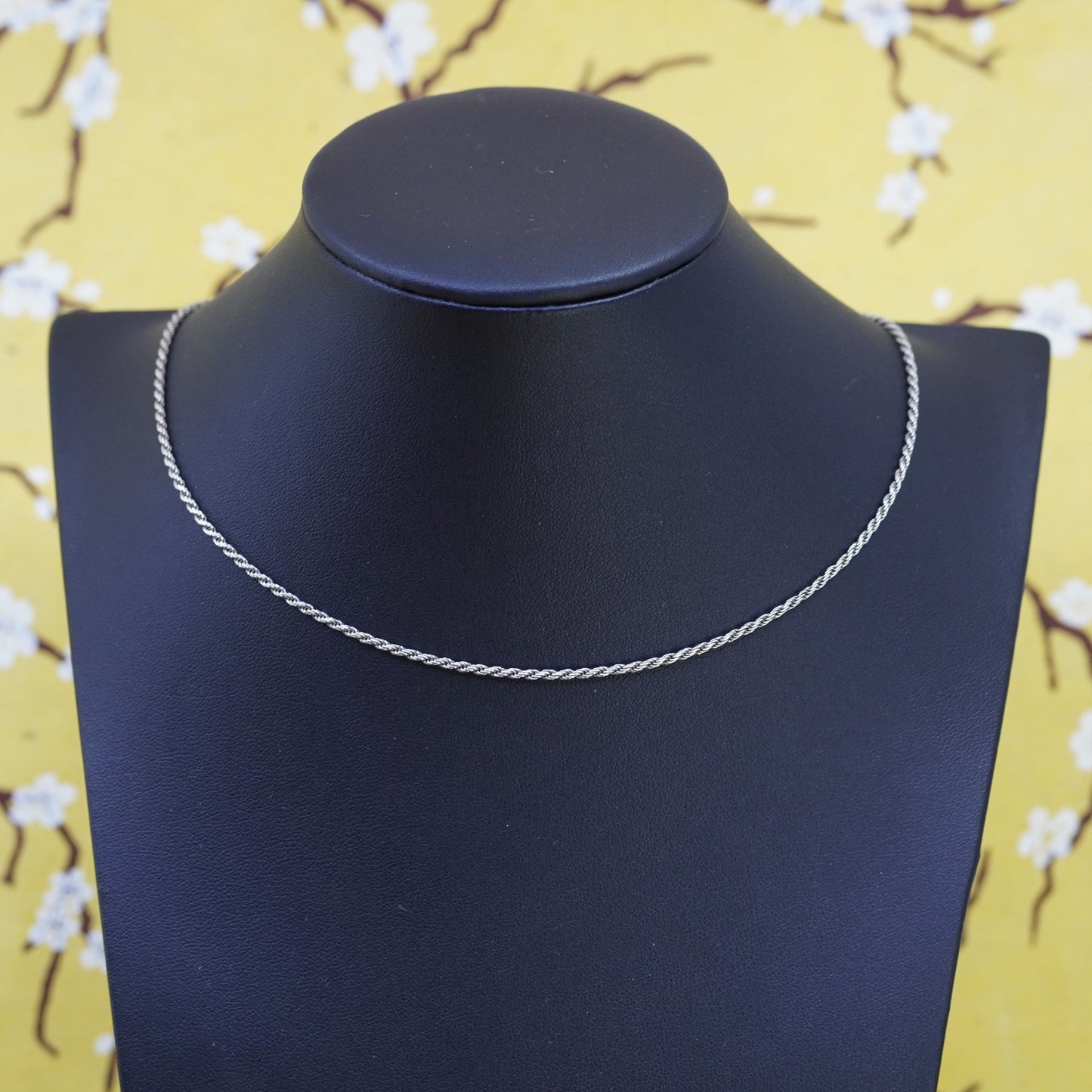 24”, 2mm, vintage Sterling silver necklace, Italy 925 rope chain