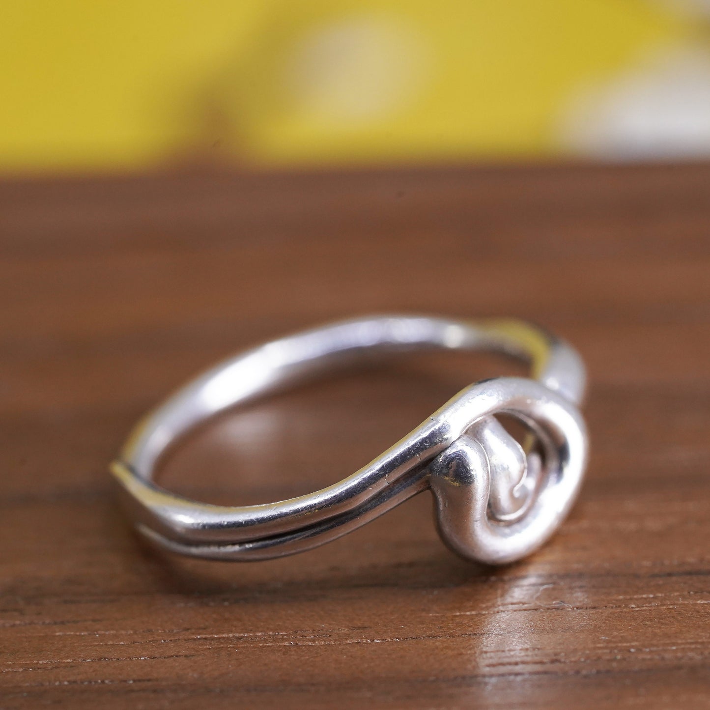 Size 5.25, vintage Sterling silver handmade ring, 925 brutalism band, open end