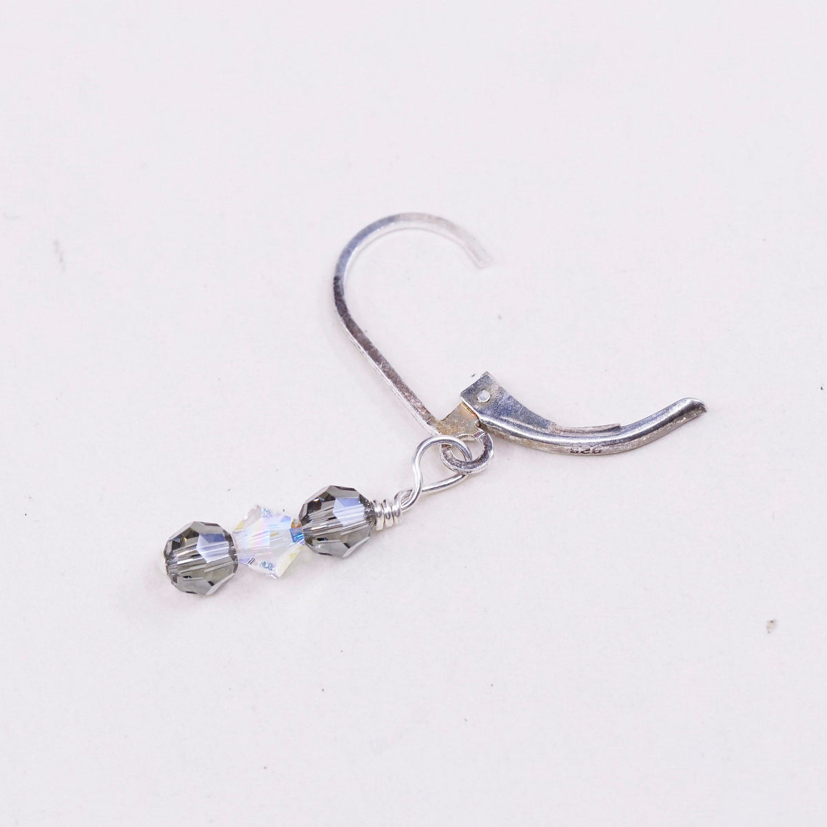 Vintage Sterling silver handmade earrings, 925 hooks with crystal drops