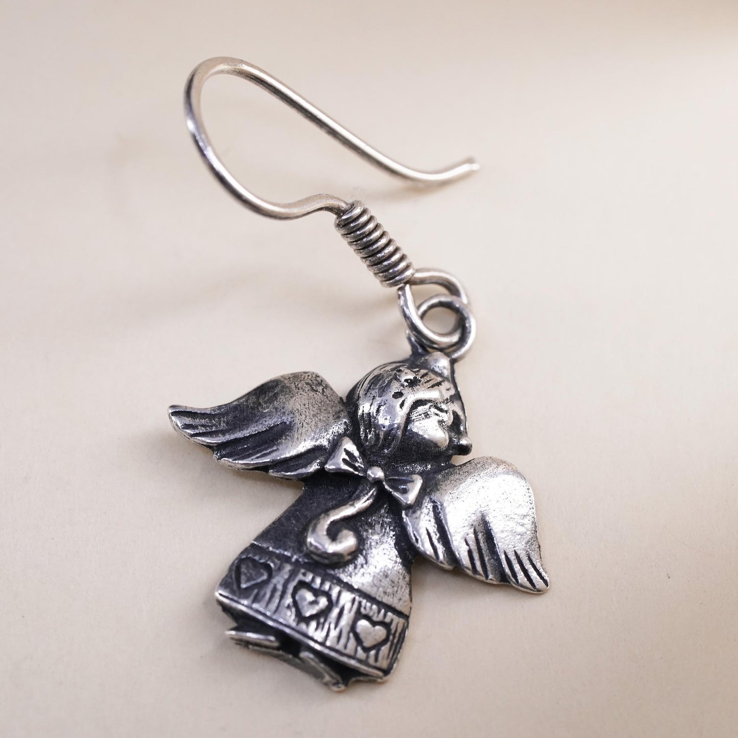 Vintage Sterling silver handmade pendant, 925 angel single earring