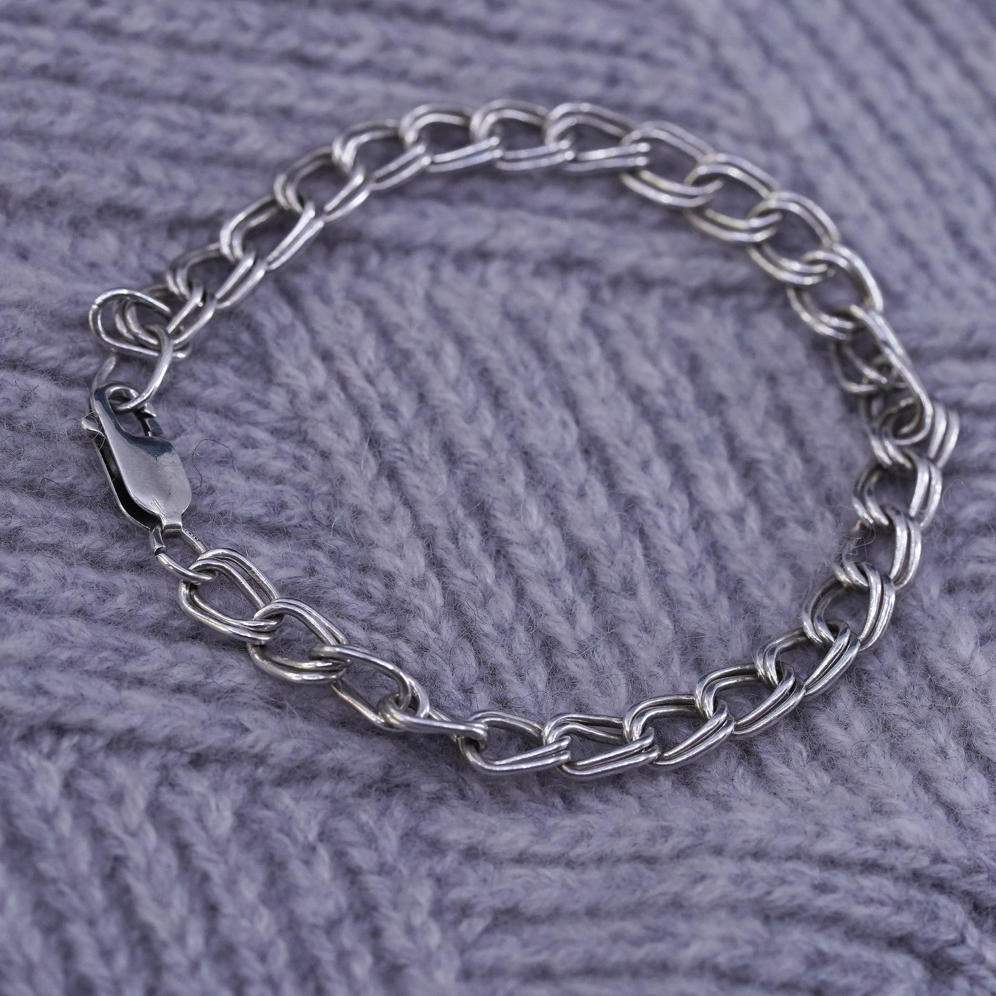 6.75", Sterling silver handmade bracelet, 925 curb link chain, men's bracelet