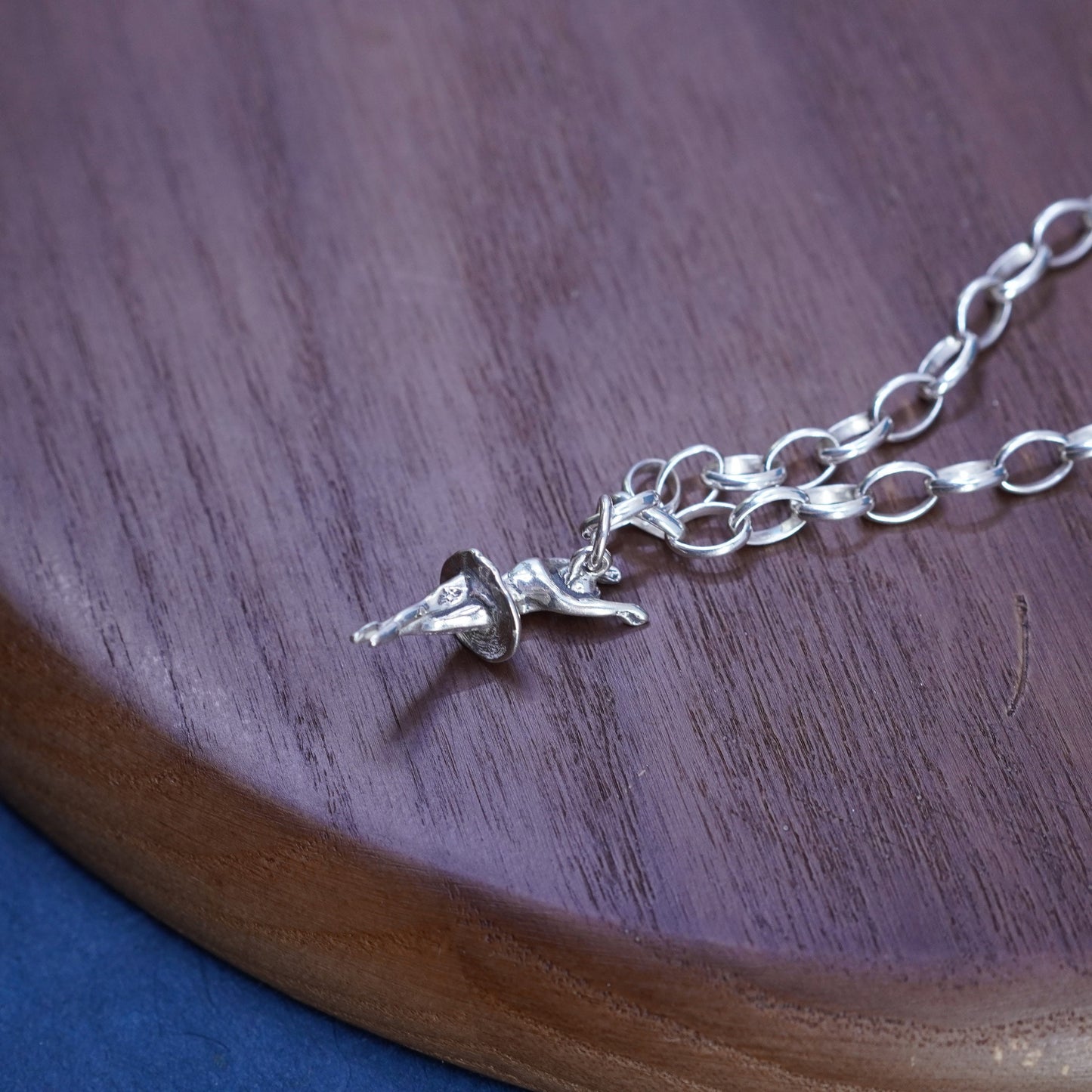 6.5”, Sterling silver handmade bracelet, 925 oval bracelet and ballet dancer