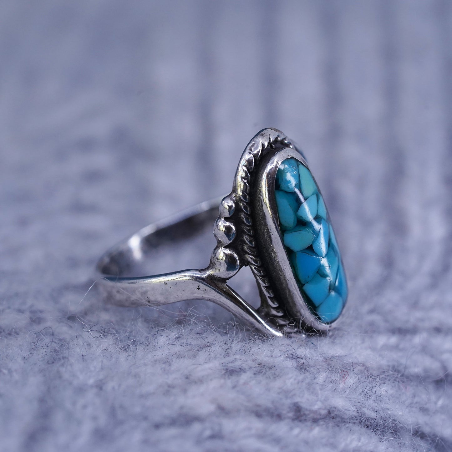 Size 7, Native American, southwestern Sterling silver handmade ring turquoise