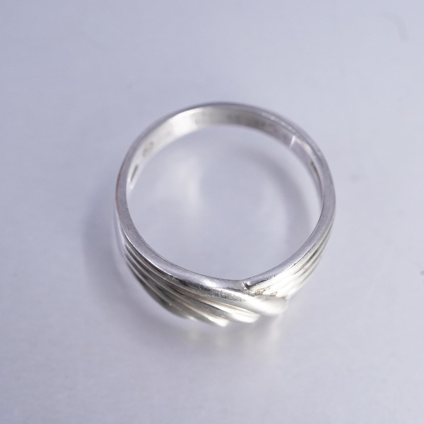 Size 7.25, vintage Sterling 925 silver handmade ring, modern ribbed band