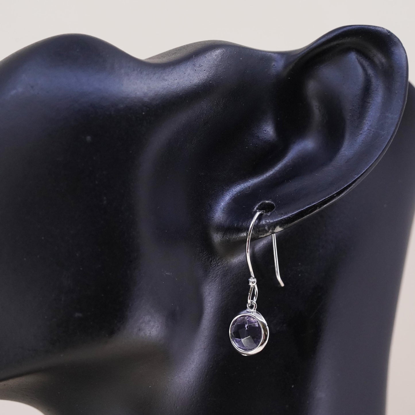 Vintage sterling silver single earring, 925 silver dangle with clear CZ