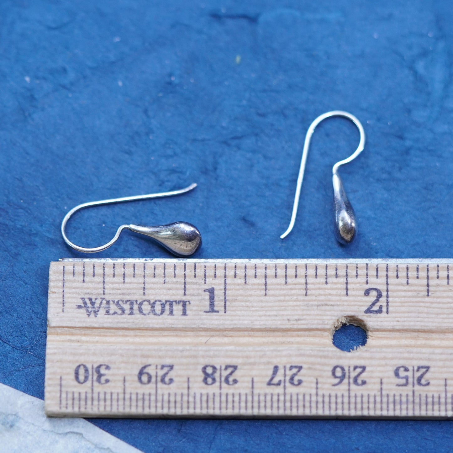 Vintage sterling silver handmade earrings, 925 simple teardrop drops