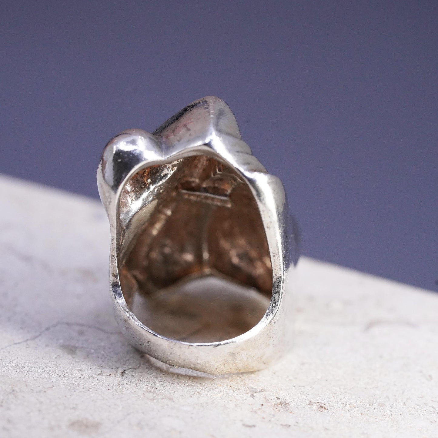 Size 6, Sterling Silver Sculptural Statement Ring, Abstract Swirl, Chunky Band