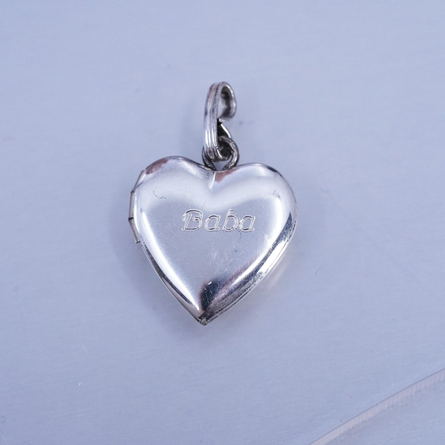 Vintage Sterling silver handmade charm, 925 heart photo locket pendant