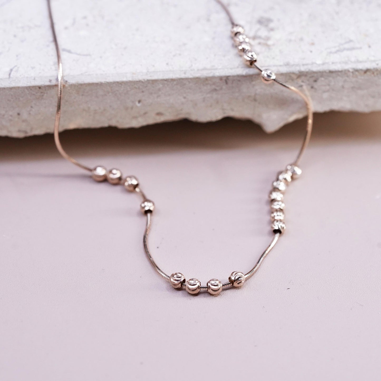 18" LIRM Italian rose gold Sterling silver necklace, 925 cluster beads pendant