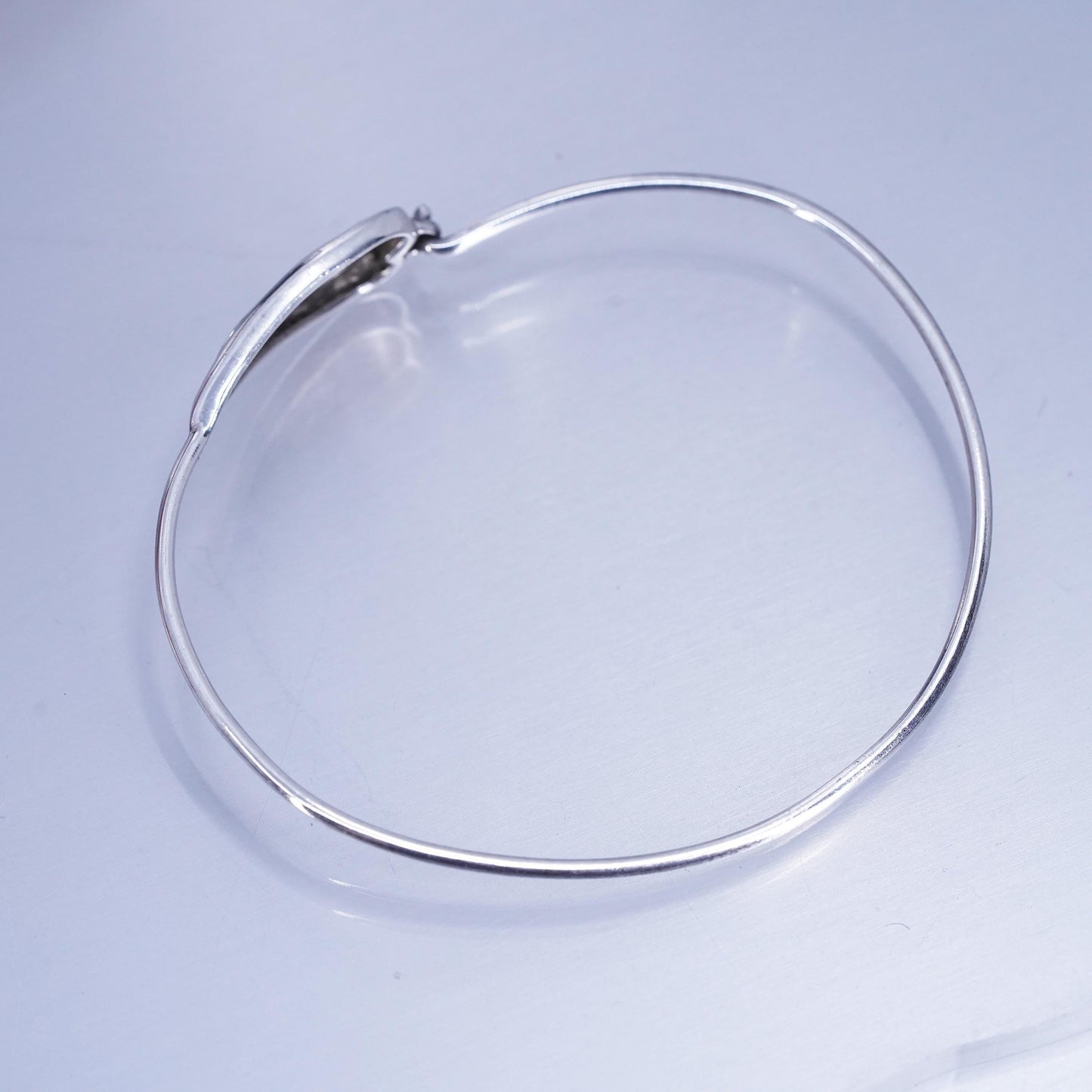 7.75”, Vintage Sterling 925 silver handmade bracelet, cross hinged bangle