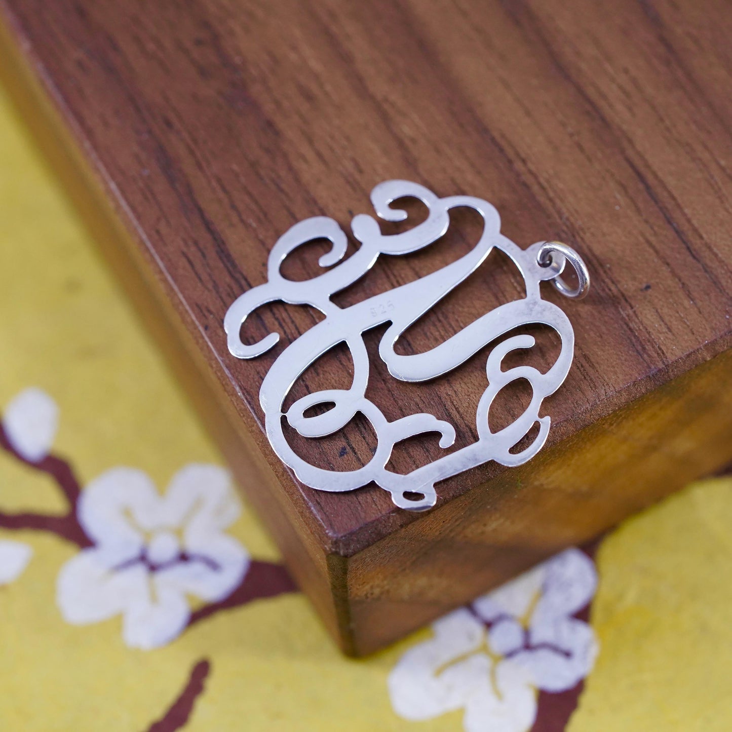 Vintage Sterling 925 silver handmade pendant with name monogram "LEY"