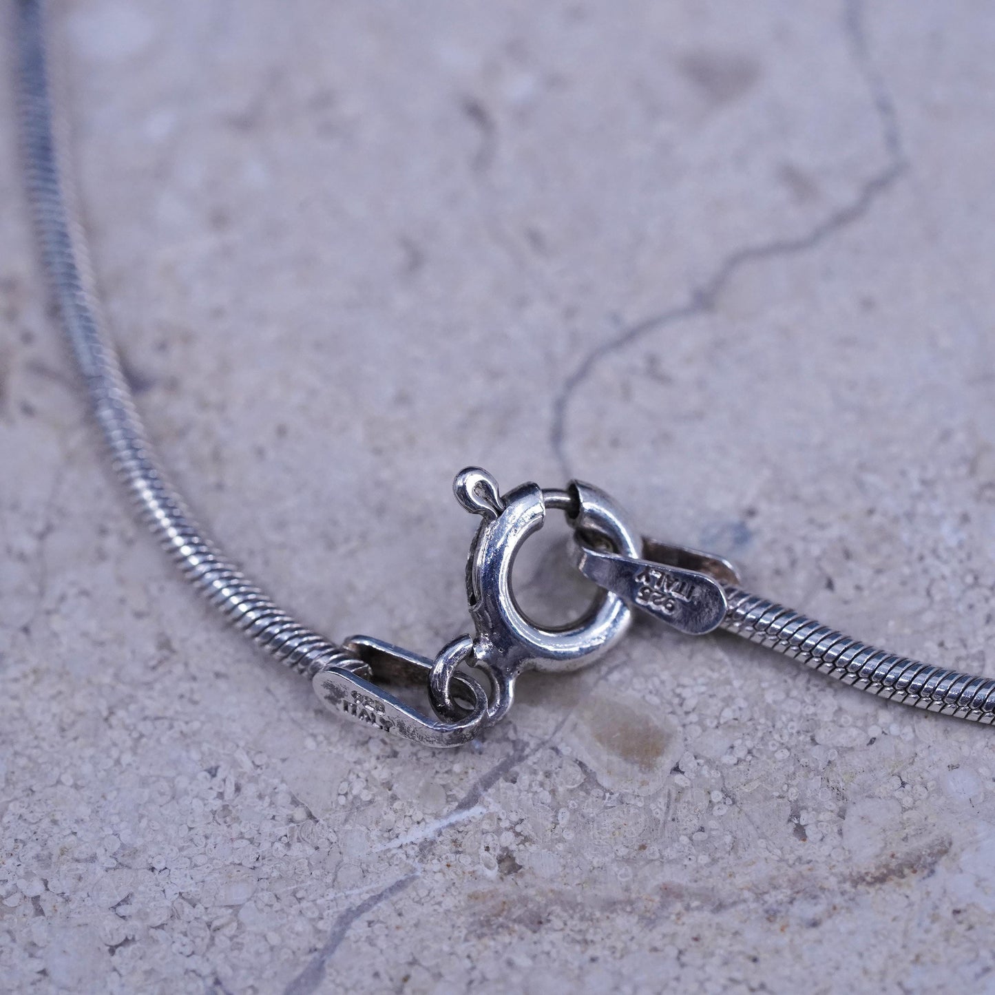 16”, VTG Sterling silver necklace, 925 snake chain “friends forever” pendant
