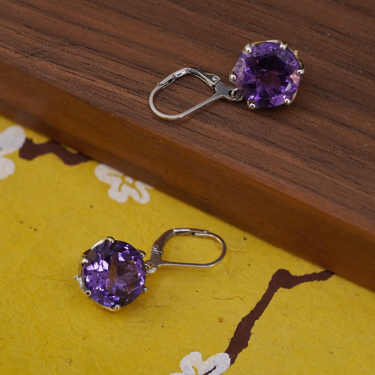 Vintage Sterling 925 silver handmade earrings with amethyst