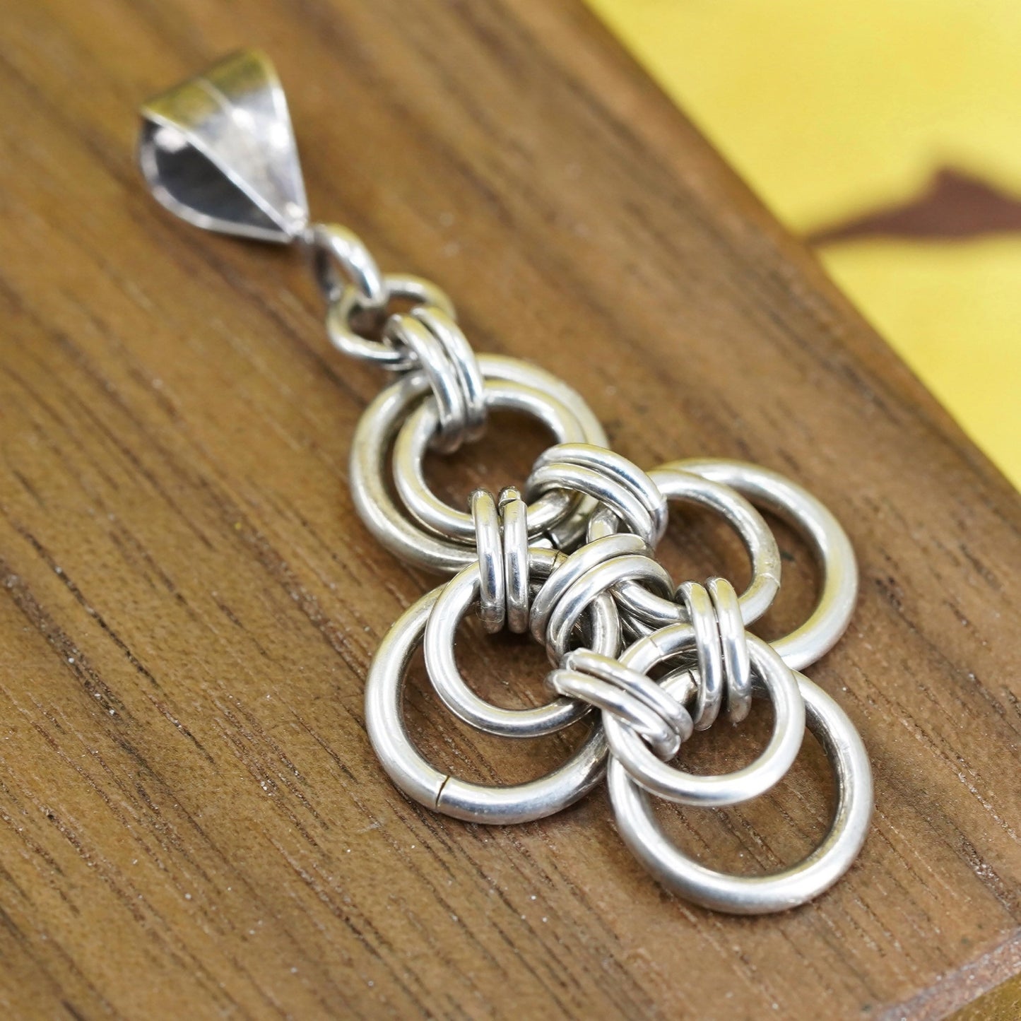 Vintage sterling silver handmade pendant, 925 entwined cross