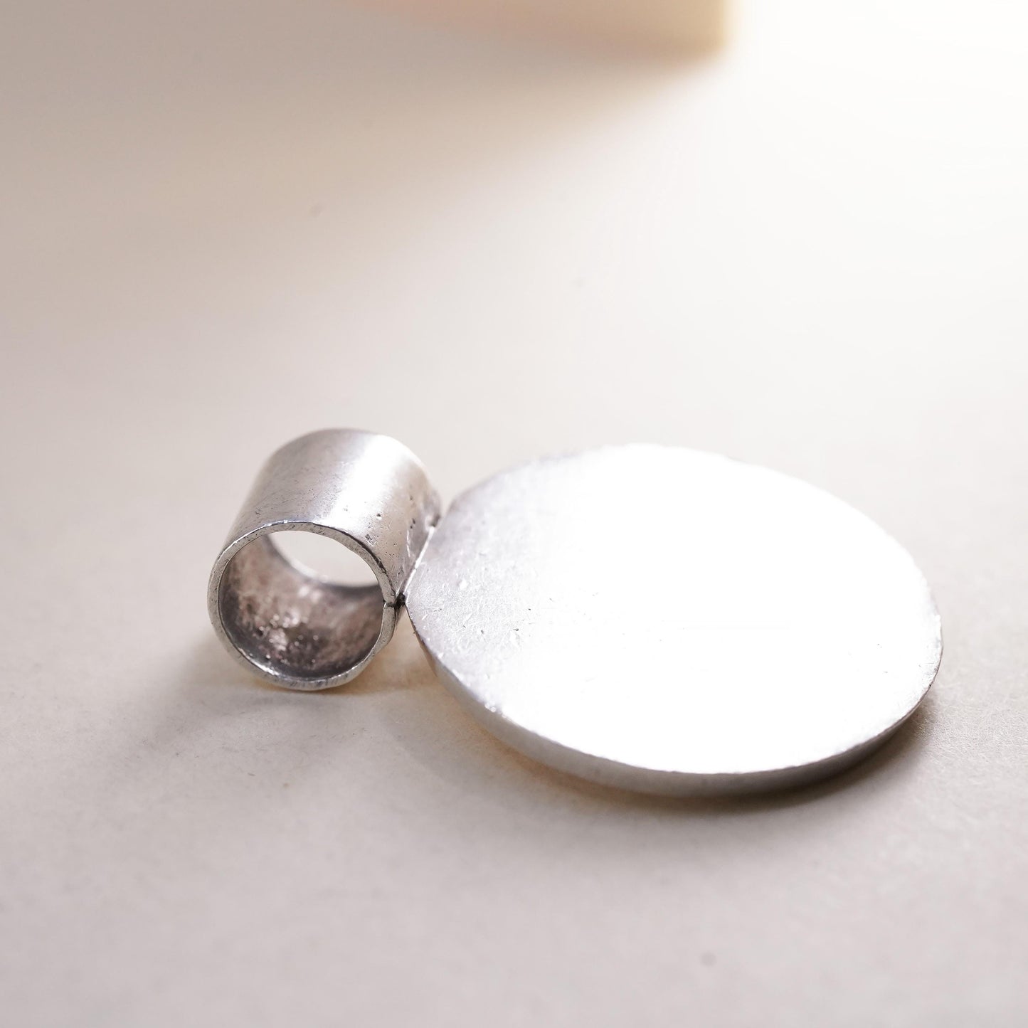 Mexican Sterling silver handmade circle pendant, 925 name monogram, CDT