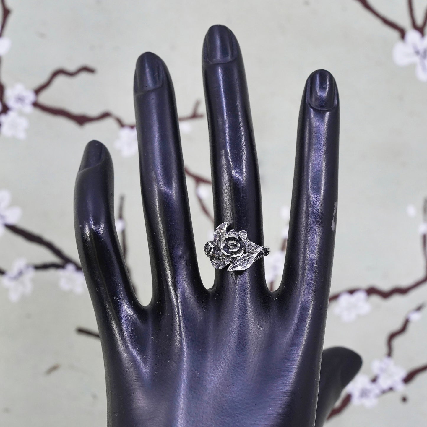 Size 6, vintage southwestern Sterling 925 silver handmade rose ring