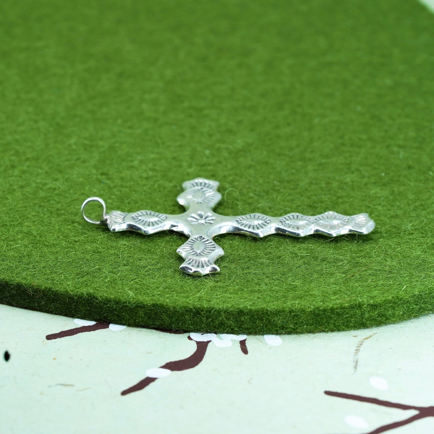 Vintage Native American Navajo sterling silver handmade pendant, 925 cross