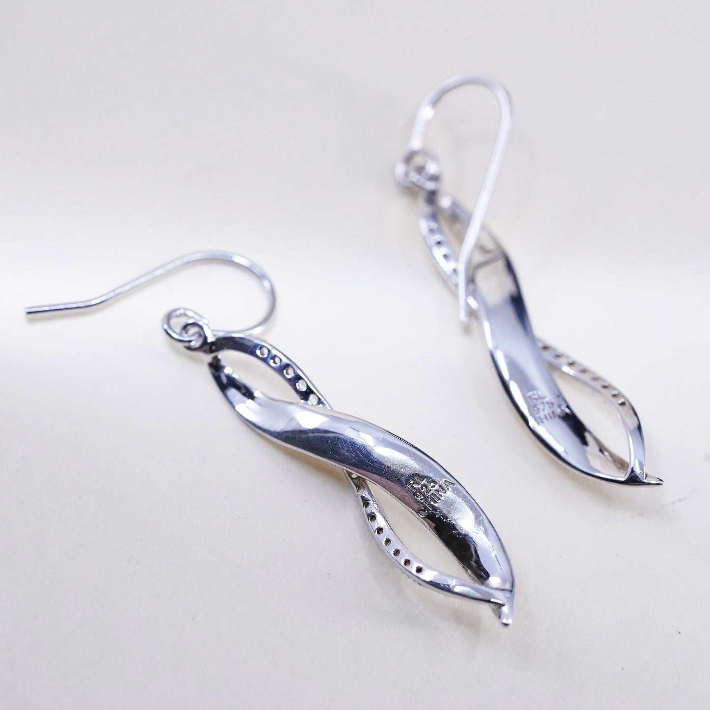 VTG Ralph Lauren sterling silver earrings, textured 925 entwined long dangles