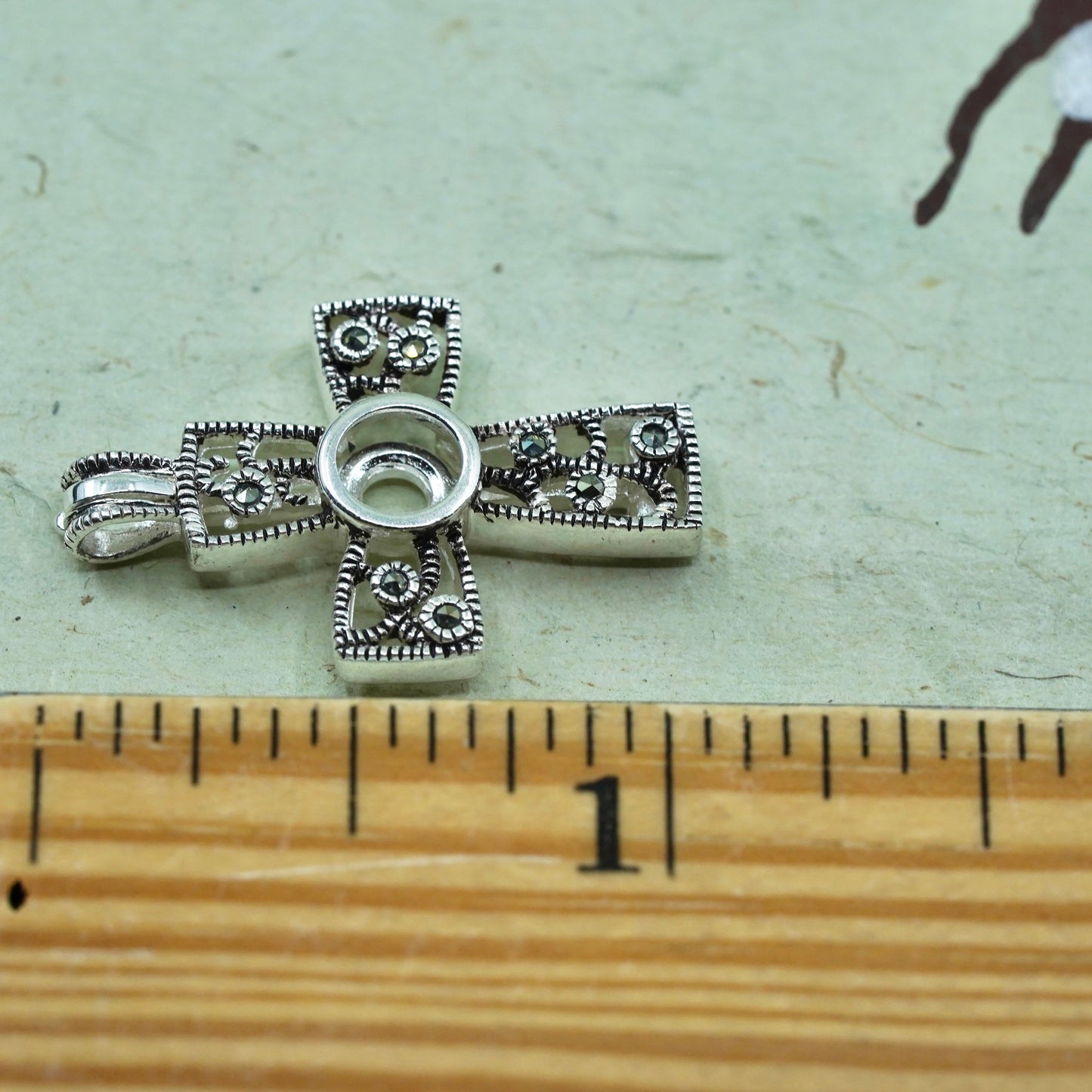 interchangeable handmade sterling silver cross pendant, 925 cage without stone