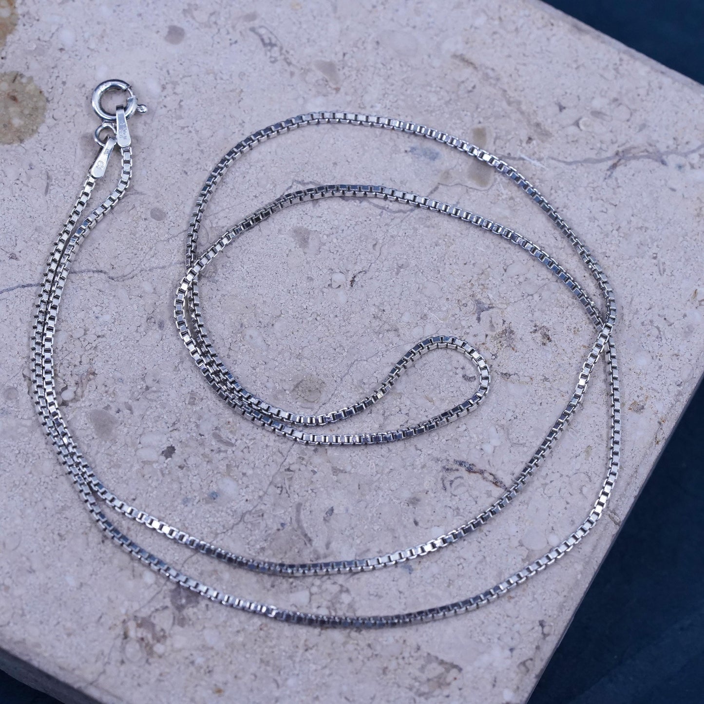 20”, 1mm, vintage Sterling silver necklace, twisted 925 box chain