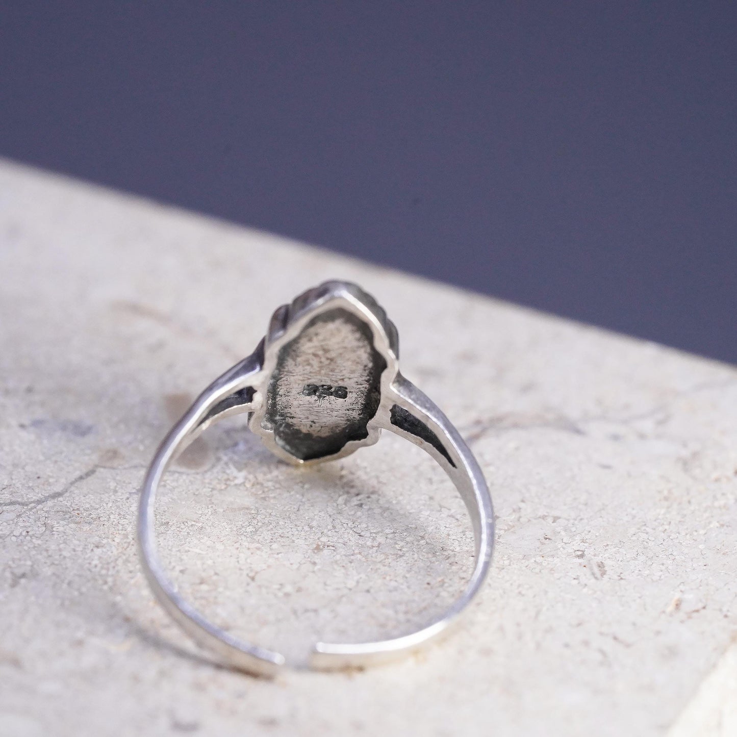 Size adjustable, vintage Sterling 925 silver handmade ring with turquoise