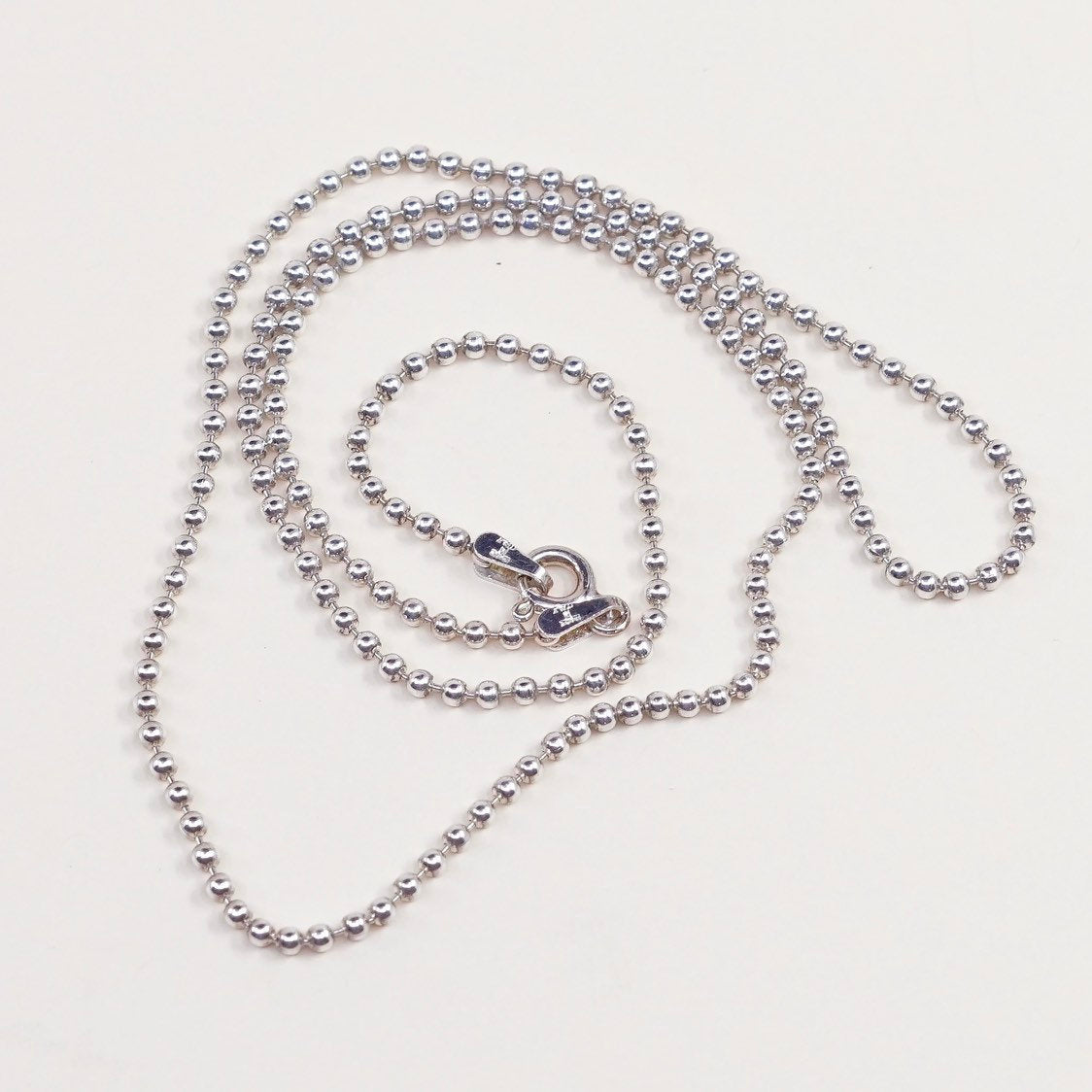 18", sterling silver beads chain, Italy made 925 silver necklace