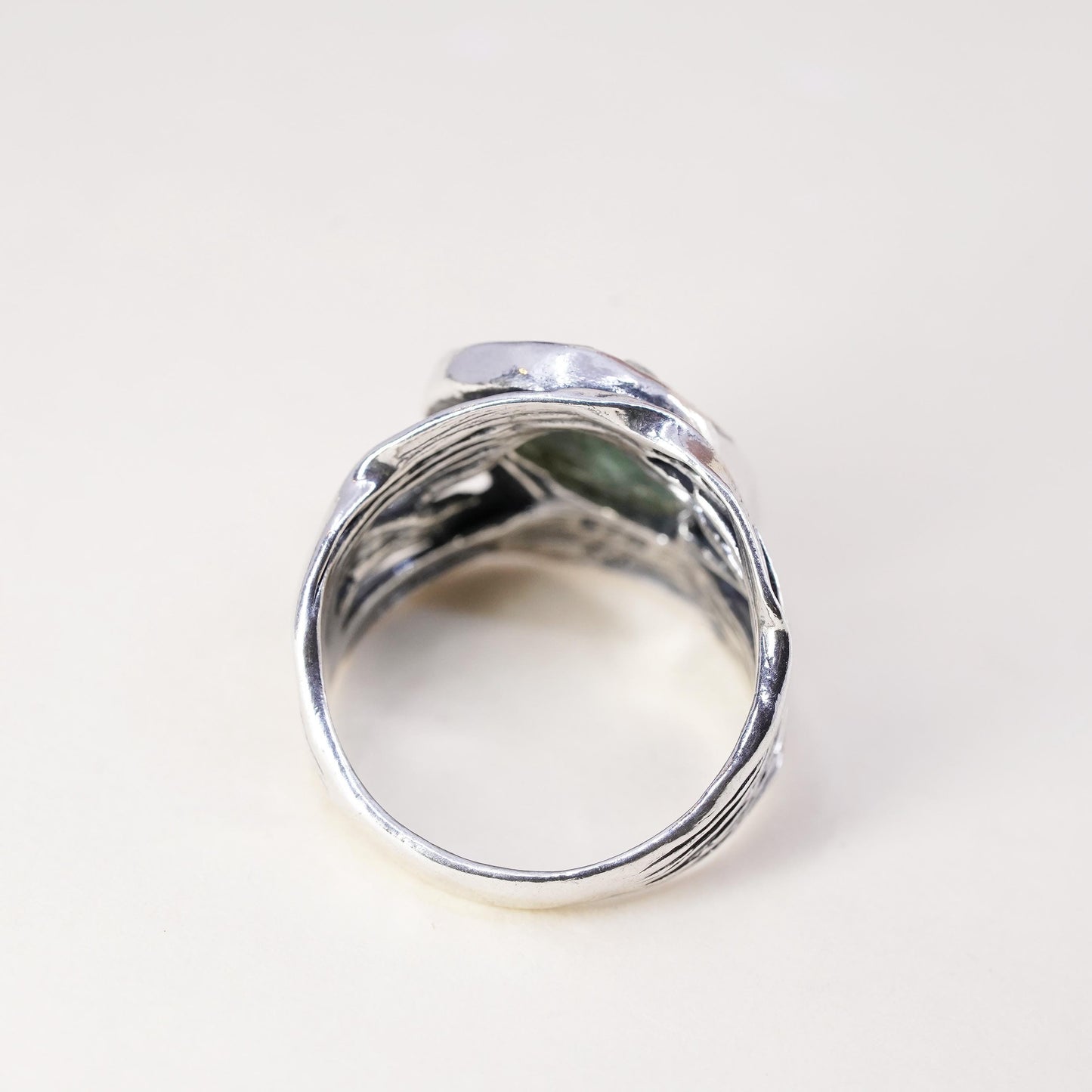 Size 10.25, Israel Pz Or Paz Sterling 925 silver ring teardrop Roman glass