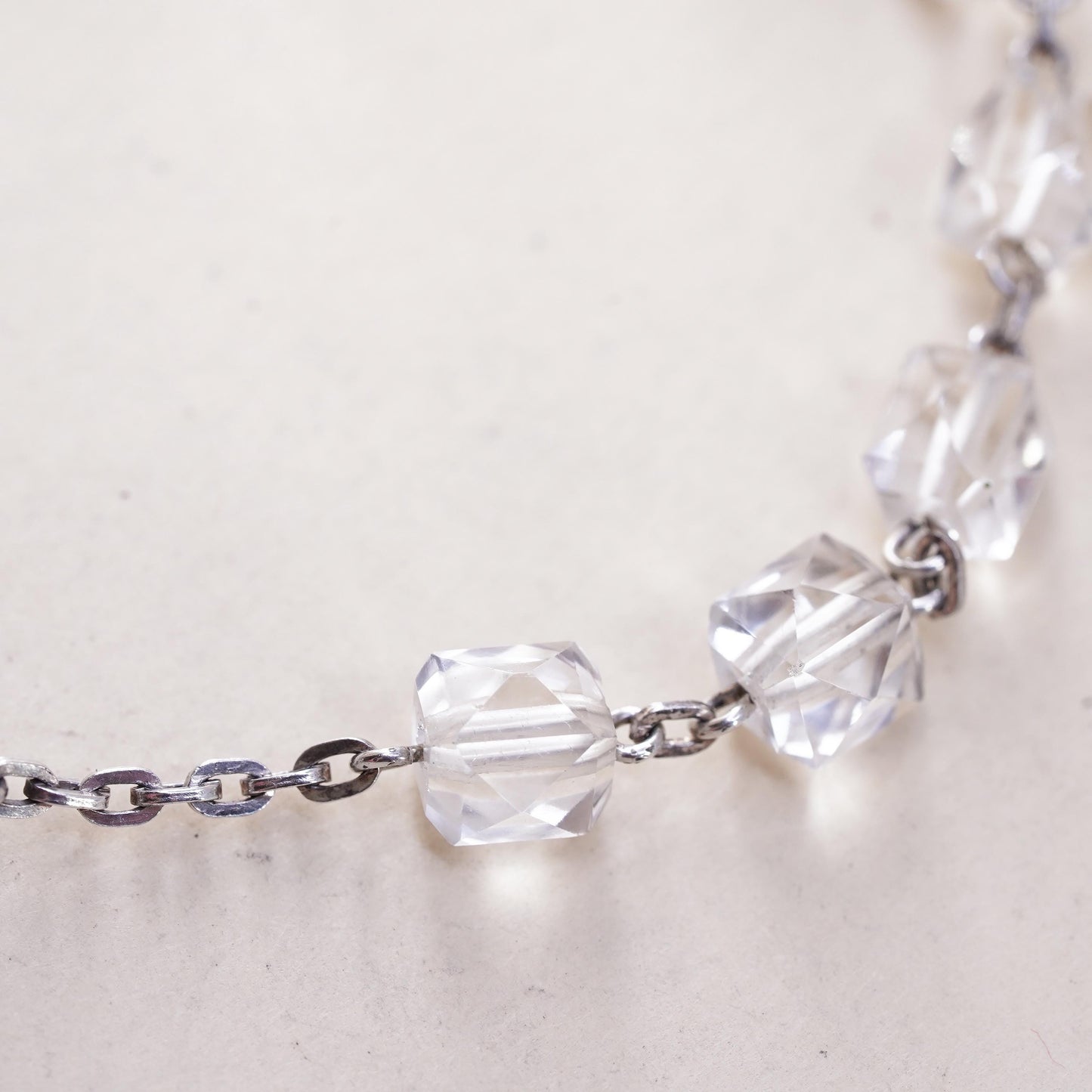 7”, sterling 925 silver crystal bead bracelet Virgin Mary cross metal charms