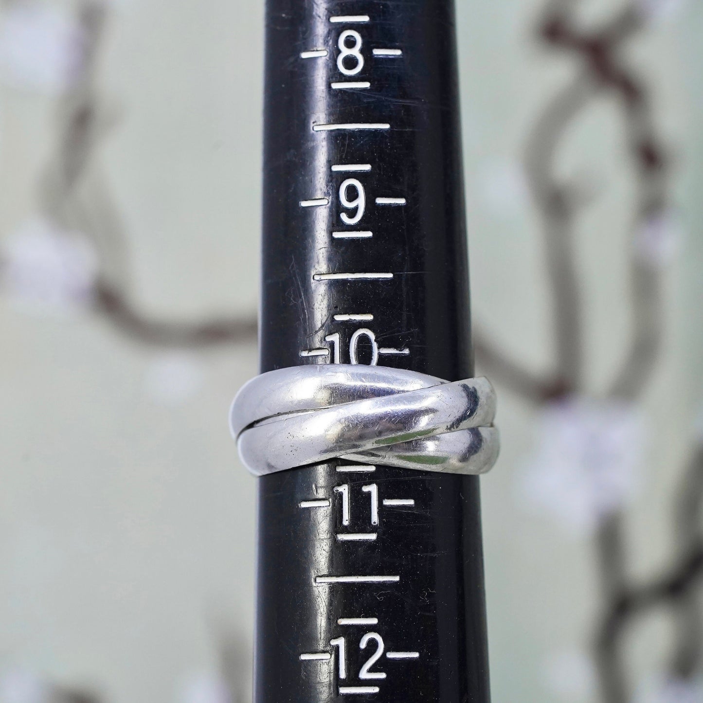 Size 10, Vintage sterling silver handmade entwined ring, 925 statement band